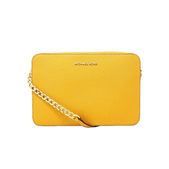 Michael Kors Jet Set Large Saffiano Leather Crossbody Bag Marrigold - Picture 2 of 6